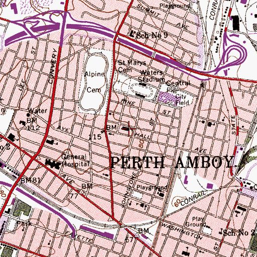 Topographic Map of Samuel E Shull Middle School, NJ