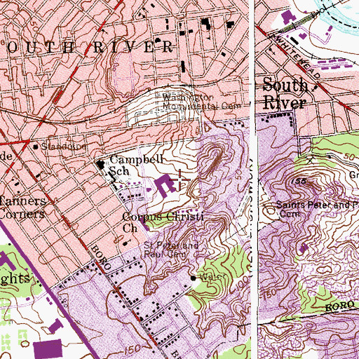 Topographic Map of South River High School, NJ