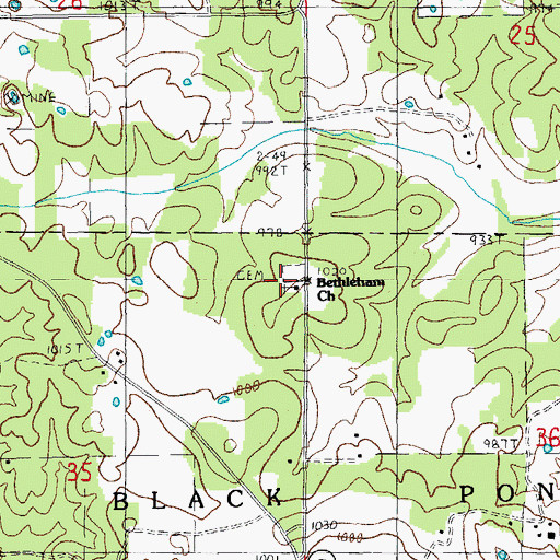 Topographic Map of Bethlehem Cemetery, MO