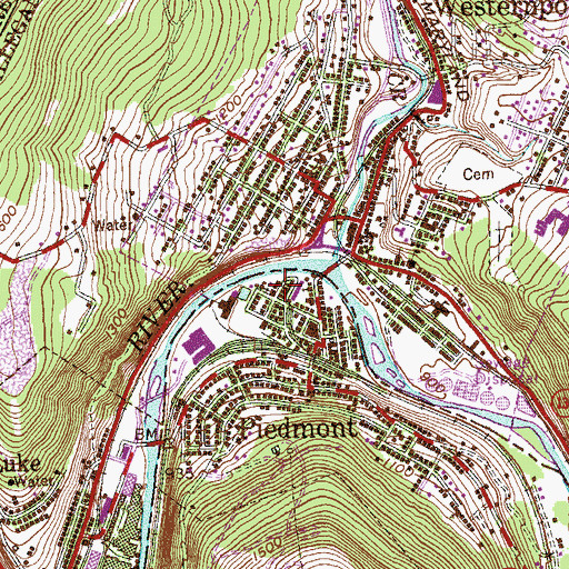 Topographic Map of Trinity United Methodist Church, WV