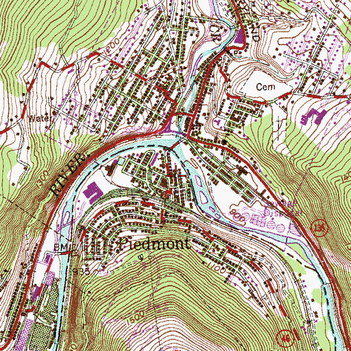 Topographic Map of Piedmont Presbyterian Church, WV