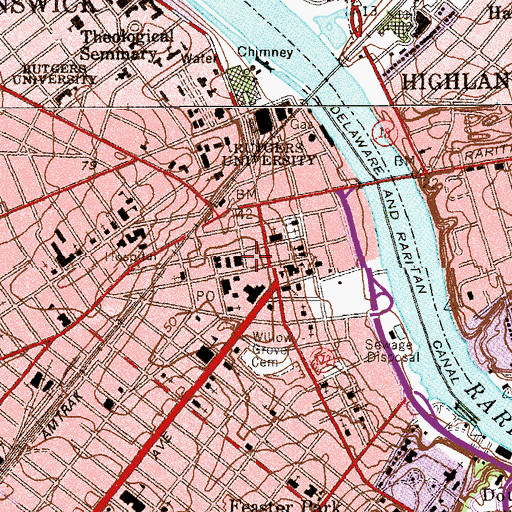 Topographic Map of Middlesex County Courthouse, NJ