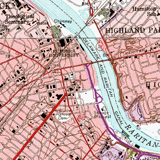 Topographic Map of First Reformed Church, NJ