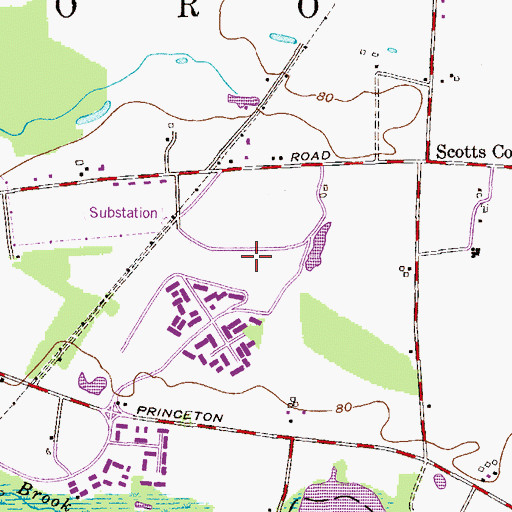 Topographic Map of Princeton Meadows Country Club, NJ