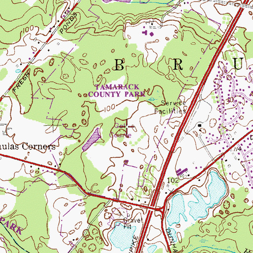 Topographic Map of Tamarack County Golf Course, NJ