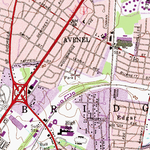 Topographic Map of Avenel Park, NJ