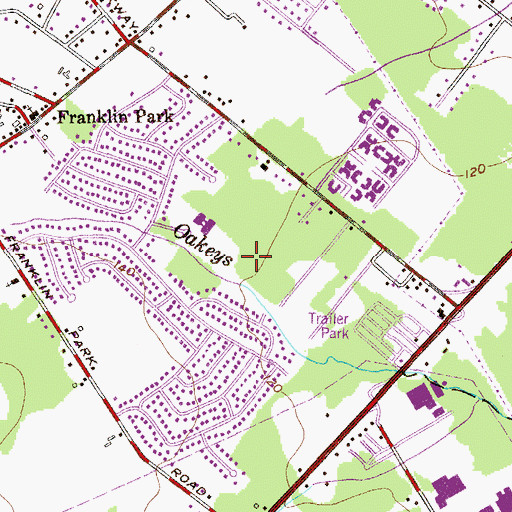 Topographic Map of Brunswick Acres Park, NJ