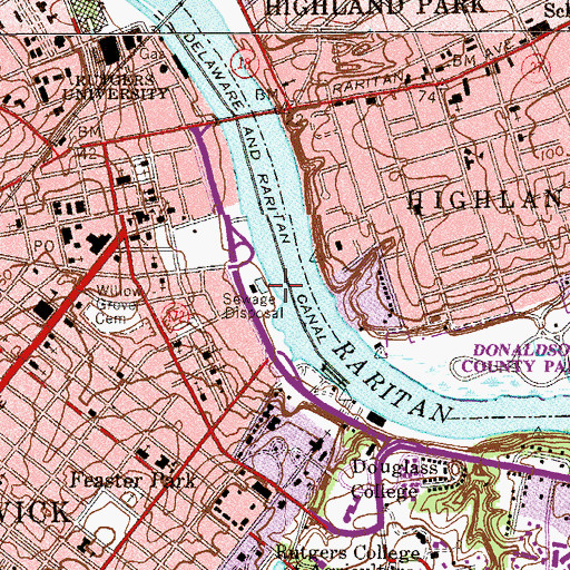 Topographic Map of Elmer B Boyd Park, NJ