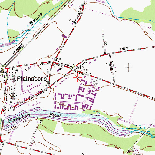 Topographic Map of Plainsboro Park, NJ