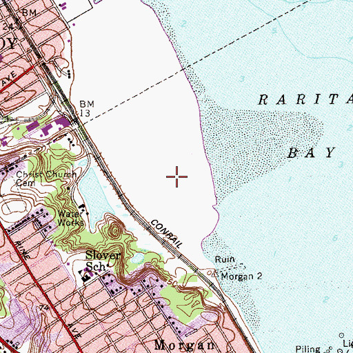 Topographic Map of Raritan Bay Waterfront Park, NJ