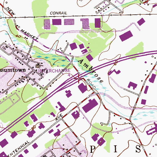 Topographic Map of Interchange 8, NJ
