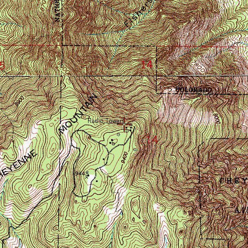 Topographic Map of KVUU-FM (Pueblo), CO