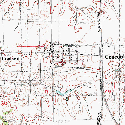 Topographic Map of Concord Christian Church, IL