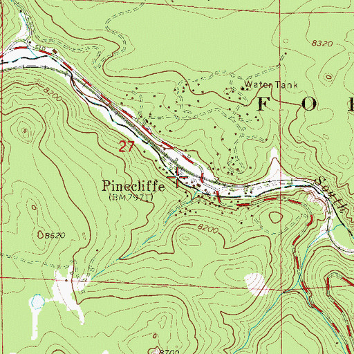 Topographic Map of Pinecliffe Post Office, CO