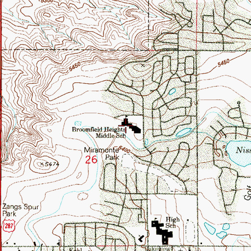 Topographic Map of Broomfield Heights Middle School, CO