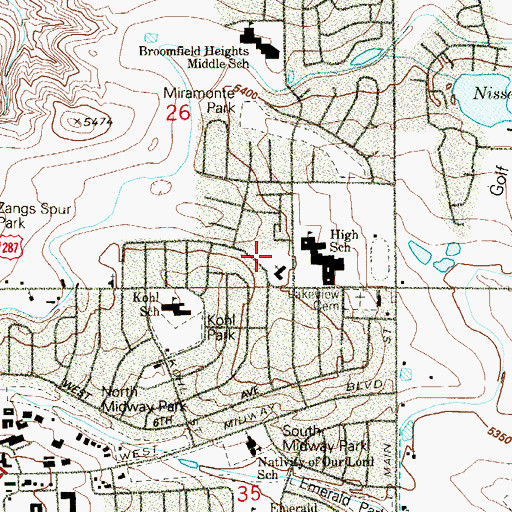 Topographic Map of Broomfield United Methodist Church, CO