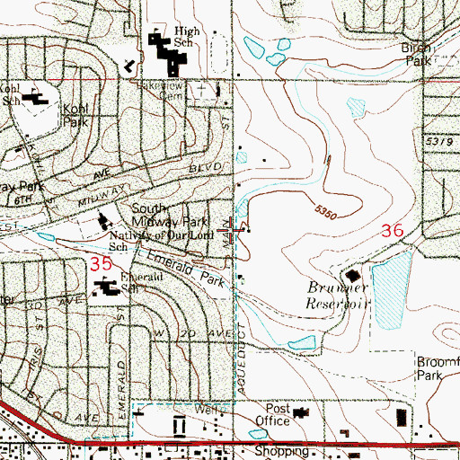 Topographic Map of Presbyterian Church of Broomfield, CO