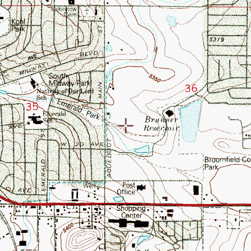 Topographic Map of Broomfield City Hall, CO
