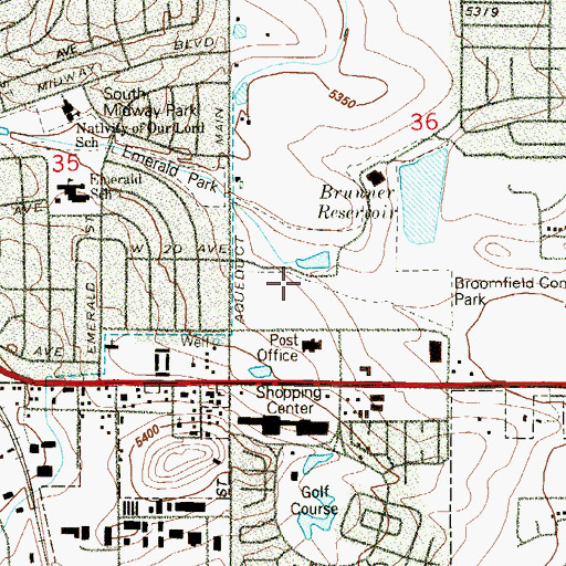 Topographic Map of Mamie Doud Eisenhower Public Library, CO