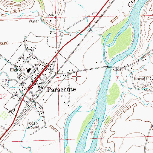Topographic Map of Parachute Fire Department, CO