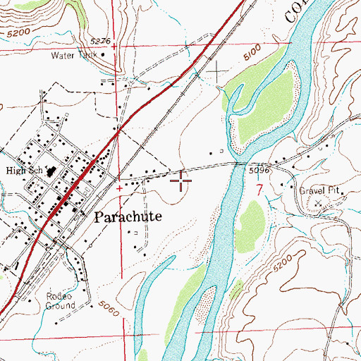 Topographic Map of Parachute Town Hall, CO