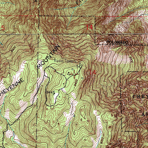 Topographic Map of KCCY-FM (Pueblo), CO