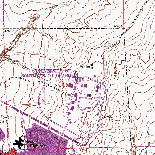 Topographic Map of KTSC-FM (Pueblo), CO