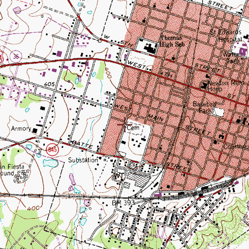 Topographic Map of Santa Monica Mausoleum, TX