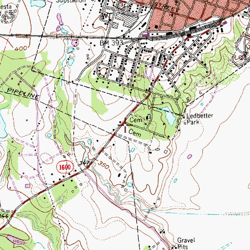 Topographic Map of F A Hernandez Cemetery, TX