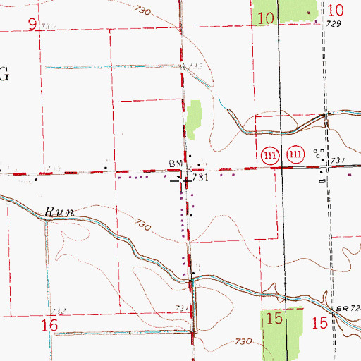 Topographic Map of Arena Post Office (historical), OH