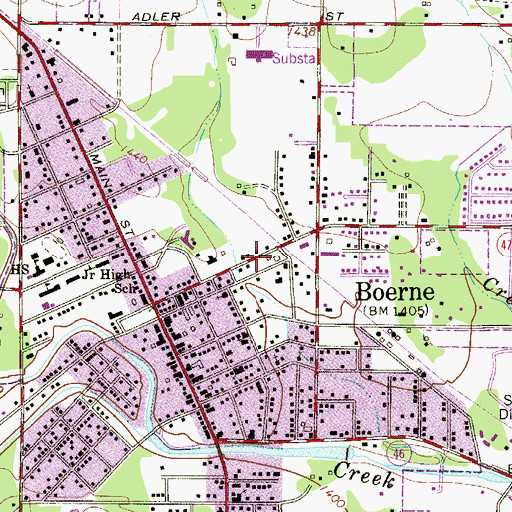 Topographic Map of Boerne Post Office, TX