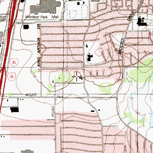 Topographic Map of Prince of Peace Lutheran Church, TX