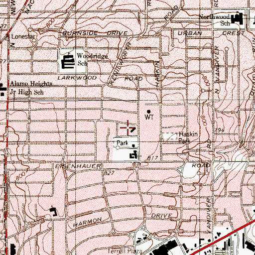 Topographic Map of Saint Andrews United Methodist Church, TX