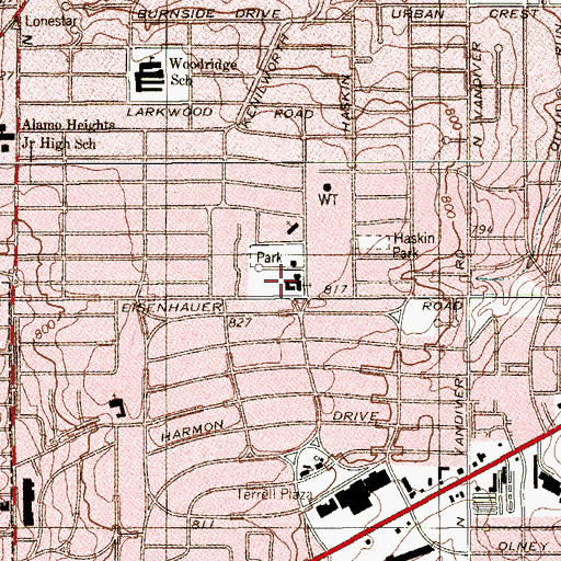 Topographic Map of Northridge Park Baptist Church, TX