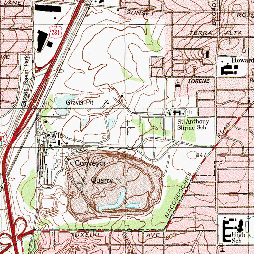 Topographic Map of Alamo Heights United Methodist Church, TX