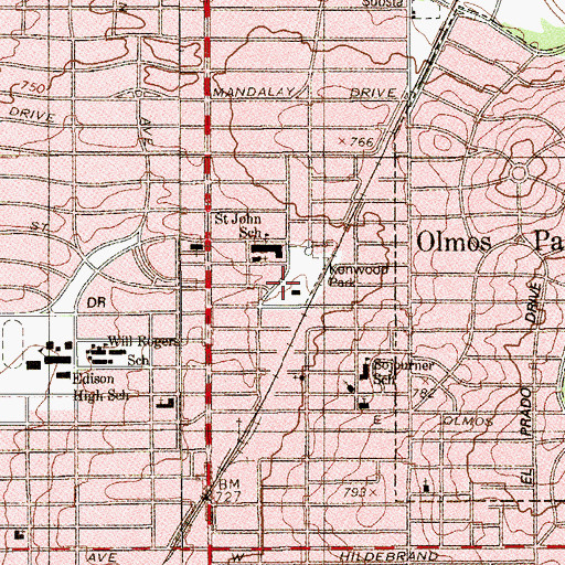 Topographic Map of Kenwood Community Center, TX