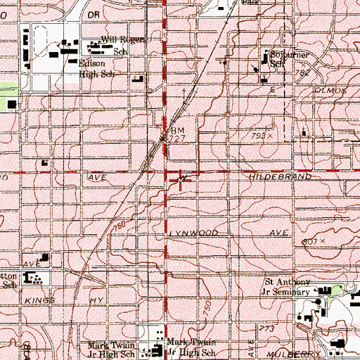 Topographic Map of Temple Beth El, TX