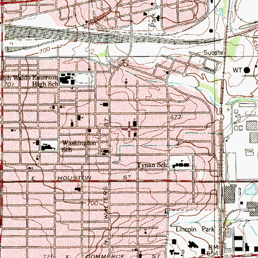 Topographic Map of Mount Calvary Baptist Church, TX