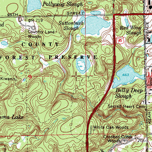 Topographic Map of Cranberry Slough Nature Preserve, IL