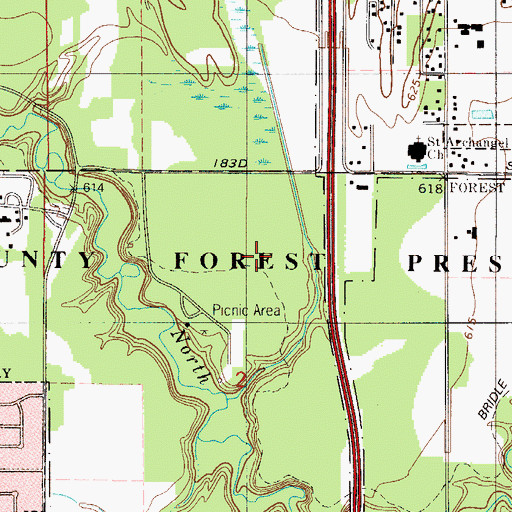 Topographic Map of Jurgensen Woods Nature Preserve, IL