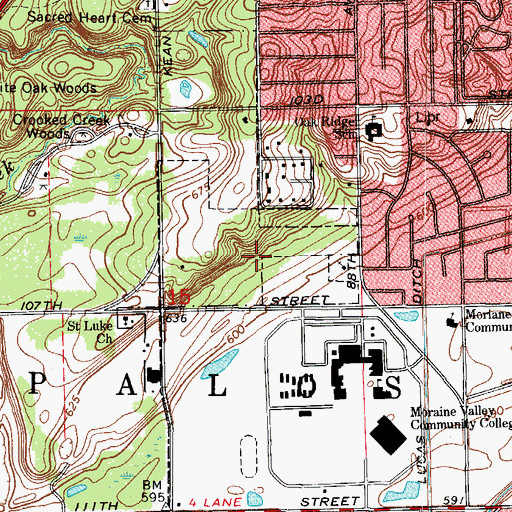 Topographic Map of Palos Fen Nature Preserve, IL