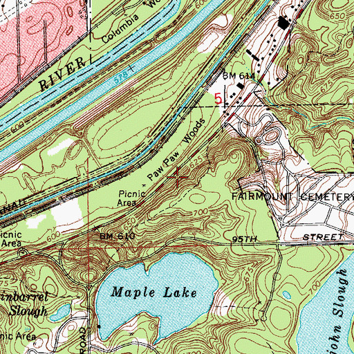 Topographic Map of Paw Paw Woods Nature Preserve, IL