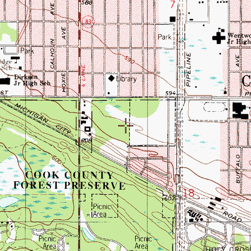 Topographic Map of Sand Ridge Nature Preserve, IL