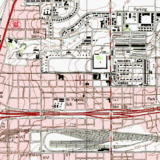 Topographic Map of Wainwright Post Office, TX