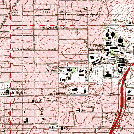 Topographic Map of Saint Anthony High School, TX