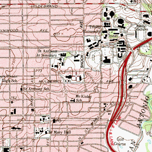 Topographic Map of Trinity Baptist Church, TX