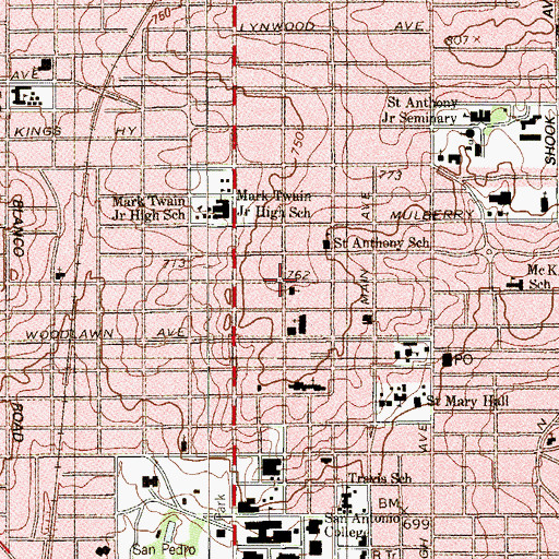 Topographic Map of Second Church of Christ Scientist, TX