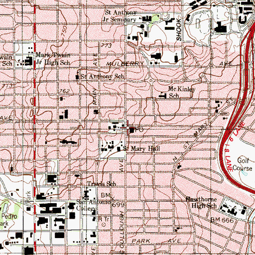 Topographic Map of Laurel Heights Post Office, TX