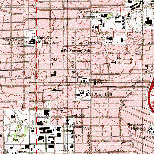 Topographic Map of Keystone School, TX