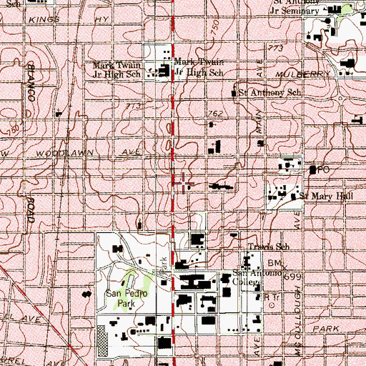 Topographic Map of San Antonio Fire Department Station 6, TX